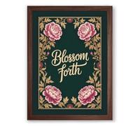 Blossom Forth Botanical Framed Wall Art Print A3 (42×29.7cm) Walnut, Wall Decor for Living Room, Bedroom, Office & Home, Ready to Hang, Art Gift