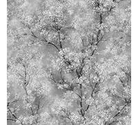 Blossom Glitter Oriental Wallpaper Vinyl Grey