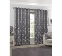Emma Barclay Blossom - Lined Eyelet Jacquard Curtains in Silver - Width 46 x Drop 54" (116 x 137cm)