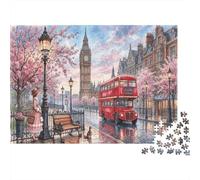 Blossom London Classic 1000 Pc Rigid Cardboard Jigsaw Big Ben Bus Seniors Brain Training Rainy Day Fun Must-Have for Puzzlers 38x26cm/1000pcs