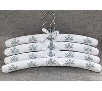 Blossom ~ our Beautiful set of 4 Luxury Padded Cotton Clothes Hangers with Embroidery Detail and complimentary Drawstring Bag (Blossom Blue)
