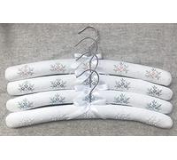 Blossom ~ our Beautiful set of 4 Luxury Padded Cotton Clothes Hangers with Embroidery Detail and complimentary Drawstring Bag (Blossom Mixed)