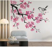 Blossom Photo Wallpaper, Japanese Samurai Mural, Large Peel and Stick Self-Adhesive Wallpaper, Decoration Poster Wall Stickers for Bedroom Living Room TV Wall Decor 390*260cm (W*H) Plant Branches