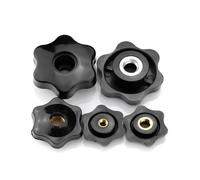 Blossom Shaped Screw Thread Handle, Handle Thread Star Mechanical Black Thumb Nuts Clamping Knob Manual Nuts M4 M5 M6 M8 M10 M12 10pcs(Through Hole,M12(Head 48mm) 2pcs)