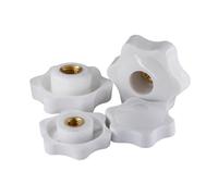 Blossom Shaped Screw Thread Handle, M4 M5 M6 M8 M10 Clamp Knob Handle Nuts White Plum Bakelite Hand Tighten Thread Star Black Manual Thumb Clamping Through Nuts(Through hole,M6X38MM(5PCS))