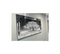 Blossom Tree Silver 3D Glitter Art 85x45Cm