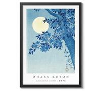 Blossoming Cherry Japanese Woodblock Print, Modern Poster Japan Wall Art Exhibition, Ukiyo-e Bedroom Home Decor, A3 (Black Frame) - 45x32.8cm