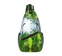 Blossoming Lilies Unisex Chest Sling Bag With Multi-Pocket Design,Large Capacity Crossbody Bag Durable Polyester Adjustable Strap For Daily Commute Travel