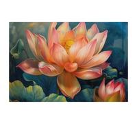 Blossoming Lotus Placemats Set of 1 for Dining Table Washable Non Slip Placemat for Christmas Holiday Birthday Party Table
