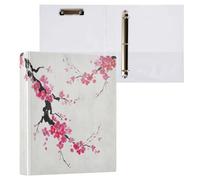 Blossoming Oriental Cherry Branch 3 D-Ring Binder A4 1 Pack with 200 Sheet for Kids School Supplies Women Men Office