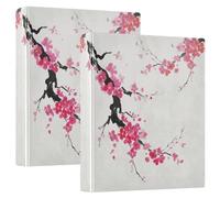 Blossoming Oriental Cherry Branch 3 D-Ring Binder A4 2 Pack with 200 Sheet for Kids School Supplies Women Men Office
