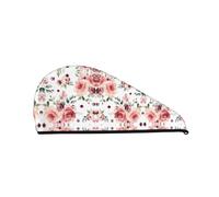 Blossoming Rose Flowers Coral Velvet Dry Hair Cap for Women - Convenient for Home, Travel, and Pool Parties. Perfectly Thoughtful