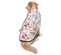 Blossoming Rose Flowers Print Dog Hoodie For Medium To Large Dogs, Warm, Soft, Breathable Sweatshirt, Easy To Wear Jumper For Winter And Fall, Pet Coat Pullover