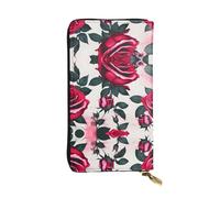 Blossoming Rose Flowers Print Leather Long Clutch Wallet – Fashionable Personalized Wallet, Multiple Card Slots, Gift Ready, Black, One Size, Black, One Size