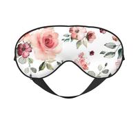 Blossoming Rose Flowers Print Silk Sleep Mask with Adjustable Buckle Stylish Eye Mask for Women Travel Nap Shift Work Office