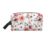 Blossoming Rose Flowers Print Travel Makeup Portable Cosmetic Organizer Pouch Large Bag Capacity Storage Bag