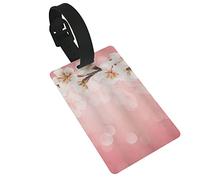 Blossoming Tree Branch Japanese Cherry Sakura 2 Pcs Luggage Tags, Privacy Cover ID Label Loop and Address Card for Travel Bag Suitcase