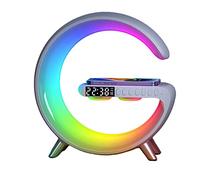 BLOSSOMLIFE 15W Wireless Fast Charging Dock Station Speaker Alarm Clock Desk Lamp Colorful Light Charger for iPhone Samsung Smartphone (White)