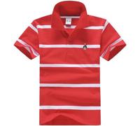 BLOSSOMLIFE Kids Boys Girls Cotton Short Sleeve Polo Shirt Cute Summer T-Shirts Striped Polo Shirts 3-15 Years Red