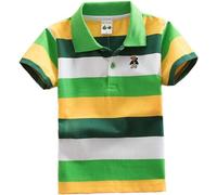 BLOSSOMLIFE Kids Boys Girls Cotton Short Sleeve Polo Shirt Cute Summer T-Shirts Striped Polo Shirts 3-15 Years Green