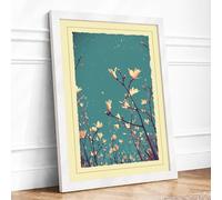 Blossoms and Birds Botanical Framed Wall Art Print A1 White