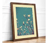 Blossoms and Birds Botanical Framed Wall Art Print A4 Walnut