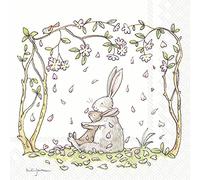 Blossoms and Bunnies White Easter Bunny Rabbit IHR Paper Lunch Napkins 20 in Pack 3 ply 33 cm Square
