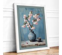 Blossoms in Silence Minimalist Framed Wall Art Print A1 (84.1×59.4cm) White, Wall Decor for Living Room, Bedroom, Office & Home, Ready to Hang, Art Gift