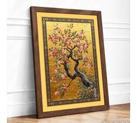 Blossoms in Spring Japandi Framed Wall Art Print A4 (29.7×21cm) Walnut, Wall Decor for Living Room, Bedroom, Office & Home, Ready to Hang, Art Gift