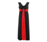 Blossoms Long Grecian Knot Panel Maxi Evening Dress (20/22 Black/Red)
