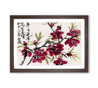 Blossoms of The Peach Tree by Wu Changshuo Framed Print | A2 Walnut Framed Wall Art | Ready to Hang | Modern Floral Picture | Living Room Bedroom Lounge Office