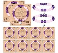 Blosssound 12 Pcs Thank You Bracelets Bulk Bundle for Women Staff Team Employee Appreciation Gifts Teacher Appreciation Team, about 3.7 inches in diameter, natural stones kraft, natural stones