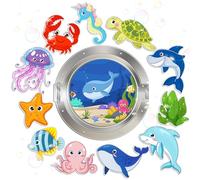 Blosssound 12 Pieces Under The Sea Magnets Sea Animal Cruise Door Decorations Ocean Refrigerator Magnetic Decals for Underwater Marine Life Party Door Fridge Car Decorations