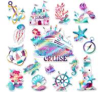 Blosssound 16 Pieces Mermaid Magnets Sea Cruise Door Decorations Magnetic Ocean Birthday Party Magnets for Cruise Ship Door Refrigerator Fridge Car Carnival Party Magnetic Decor Supplies