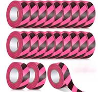 Blosssound 20 Pack Flagging Tape with Pink Black Stripes 1 inch x 1800ft Marking Ribbon Non Adhesive Plastic Surveyors Tape for Hunting Trail Hazardous Areas Halloween Party Decors