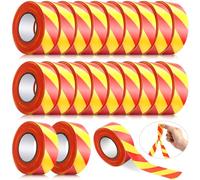 Blosssound 24 Pack Flagging Tape with Yellow Red Stripes 1 inch x 1800ft Non Adhesive Plastic Marking Ribbon Surveyors Tape for Hunting Trail Boundaries Hazardous Areas Marking Halloween Party Decors