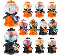 Blosssound 24 Set Mini Gumball Machine 3.8 Inch Candy Holder Dispenser Candy Box with Cards Ribbon for Halloween Christmas Birthday Wedding Baby Shower Prizes Gift Party Favor(Halloween)