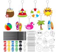 Blosssound 27 Sets Summer Crafts Kit Beach Keychains Unfinished Color Your Own Suncatcher Key Rings End of the Year Gifts DIY Tropical Hawaiian Luau Party Favors Supplies Activities Arts Project