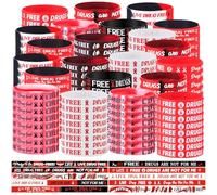 Blosssound 400 Pcs live Drug Free Wristbands Red Ribbon Week Awareness Supplies Red Ribbon Silicone Bracelets drugs are not for me Bracelets for Red Ribbon Week Drugs Free Public Charity Activity