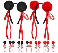 Blosssound 8 Pcs Plush Black and Red Headband with Ribbons Cosplay Hairbands Bulk Movie Hair Accessories for Anime Fans Costume Photo Prop Birthday Celebrations Themed Party Supplies