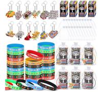 Blosssound 96 Pcs Ribbon Awareness Accessories Includes Bracelets Keychains Bookmarks Bags Ribbon Awareness Items for Charity Fundraiser Motivational Supplies(Hispanic Heritage)