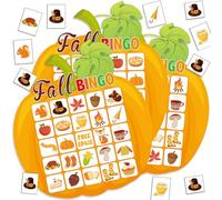 Blosssound Fall Bingo Game Pumpkin Bingo Cards for 24 Players Fall Harvest Party Game for Classroom Activities Autumn Pumpkin Cards for Autumn Party Favor