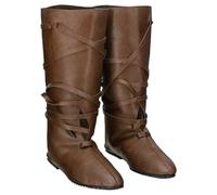 Blosssound Men's Medieval Halloween Boots Renaissance Cosplay Halloween Monster Boots Black Brown Faux Leather Lace Up Shoes, Brown, 7 UK