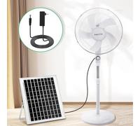 Blosssound Solar Floor Fans Portable Standing Fan with Solar Panel, 16'' Rechargeable Pedestal Fan, 12000mAh Battery, Two Charging Methods, 3 Speeds, Oscillating Standing Fan for Home Office Outdoor