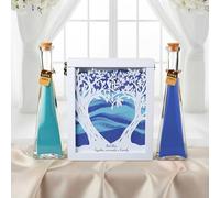 Blosssound Unity Sand for Wedding Ceremony Set Christian Unity Sand Ceremony Box and Vases for Religious Wedding Centerpiece Marriage Bridal Party Supplies (Violet Blue,Family Tree)