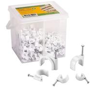 BLOSTM 400 Pieces Round Nail Cable Clips Assortment Set of Sizes 6mm, 7mm, 8mm, 10mm Wire Cable Tacks with Carry Case