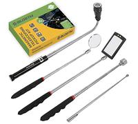 BLOSTM 5 Piece Telescopic Magnetic Pickup Tool Set - Extendable Tool Kit with Telescoping 1lb Pickup Tool, 15lb Pickup Tool, 360° Swivel Square & Round Inspection Mirror, Magnetic Torch Flashlight