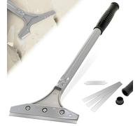 BLOSTM 5" Wallpaper Scraper - Long Handle Heavy Duty Scraper Tool with 5 Inch Wide Head & Soft Grip, Tile Scraper Removes Wallpaper, Vinyl Flooring, Tiles, Paint & More - Includes 3 Spare Blades