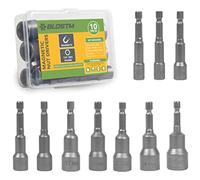 BLOSTM 6-15mm Magnetic Nut Driver Set - 10pcs Nut Setter Driver Bit Set Metric Made from Robust Chrome Vanadium Steel with 1/4 inch Quick Change Hex Shank - 10 Piece Nut Driver Bit Set