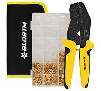 BLOSTM 600 Piece Crimping Tool Set - Adjustable Ratchet Wire Crimping Tool with Comfort Grip Handle, 300 Terminal Connectors (Male/Female) & 300 Transparent Cable Sleeves (AWG 22-16 0.5-1.5mm²)